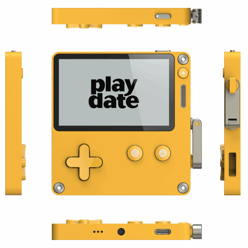 Playdate-all-views-2-1024x1024 Playdate : La Petite Console Jaune à Manivelle qui Redéfinit le Rétrogaming Moderne